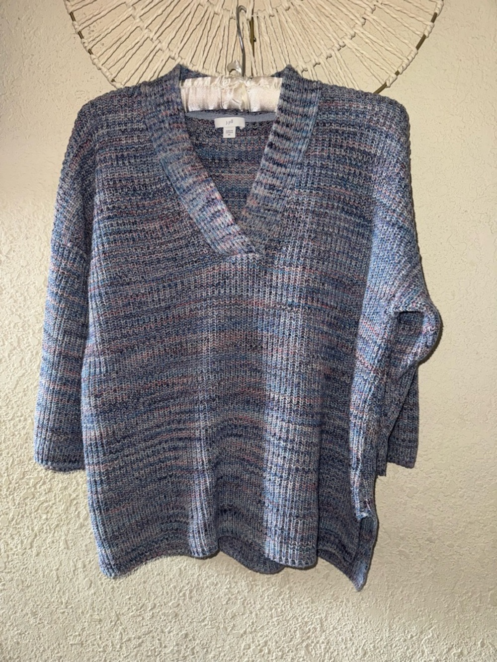 J. Jill Marled Blue V-Neck Sweater